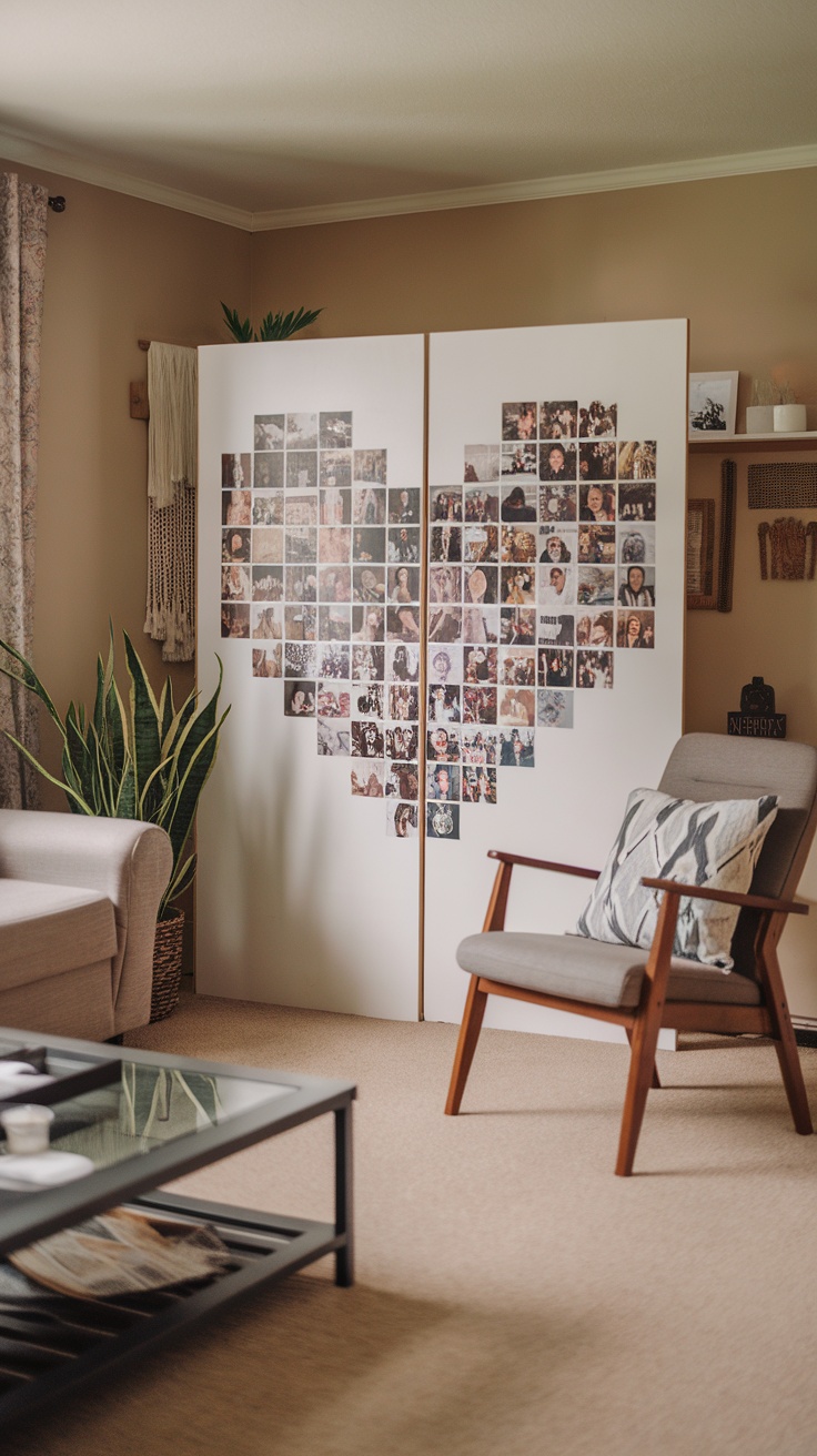 IVAR room divider featuring a heart-shaped collage of photos