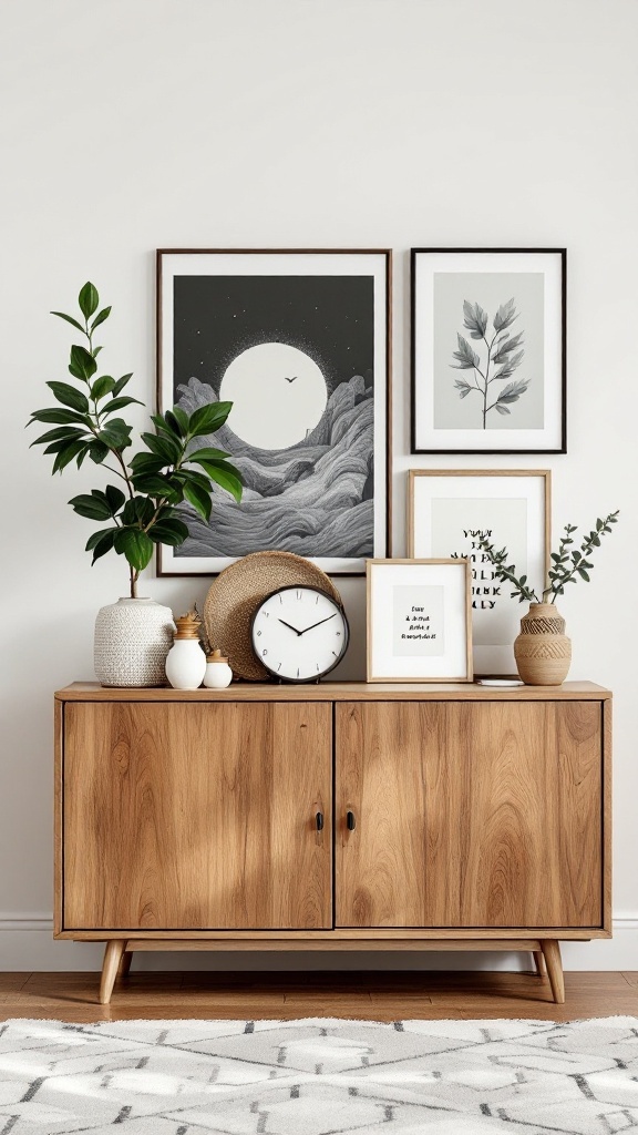 A stylish Kallax shelf displaying art and decorative items against a clean wall.